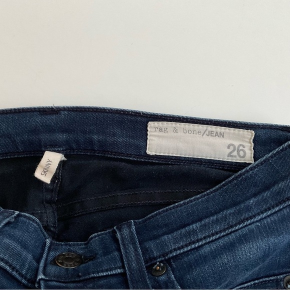 Rag & Bone Women Low Rise Skinny Jean Sz 26 Blue Classic Stretch Raw Hem Modern - Picture 4 of 10